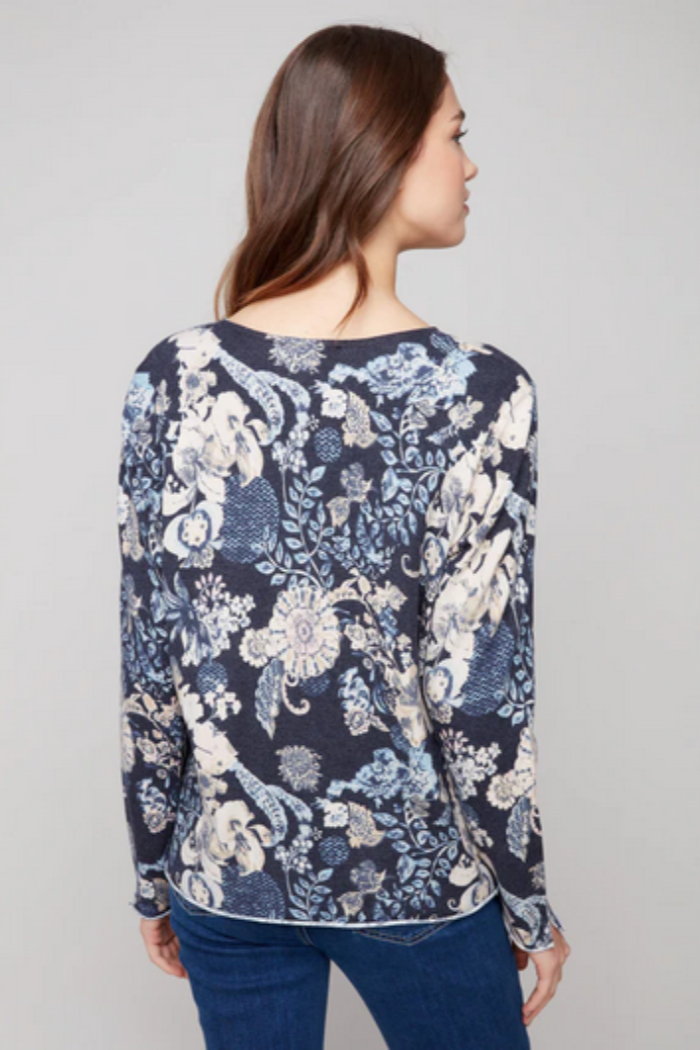 Women's Printed V-Neck Sweater