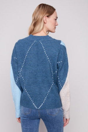V-Neck Argyle Jacquard Sweater