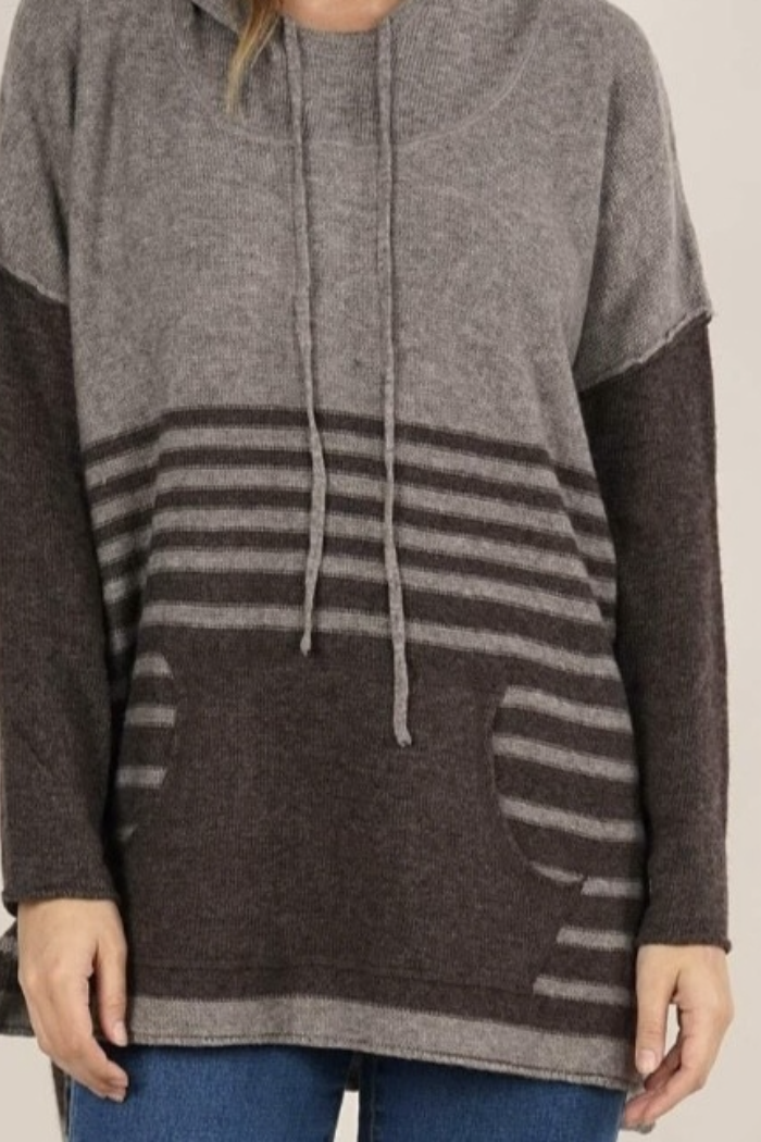 Brown Stripe Hoodie