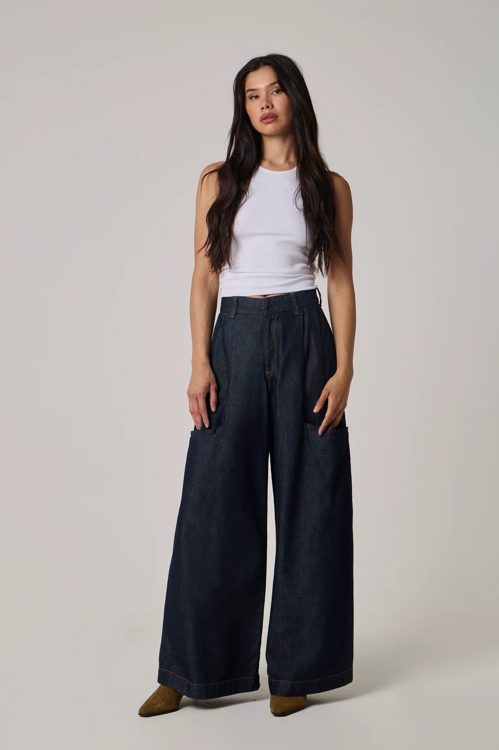 FLORENZ WIDE LEG PLEAT AT FRT-DIP PKTS & SIDE PKT