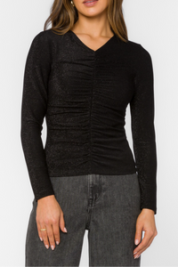 Alaia Sparkle Ruched Long Sleeve