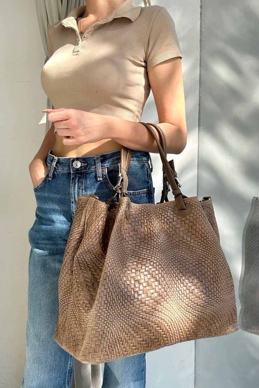 Italian Woven Leather Handbag JIJOU CAPRI