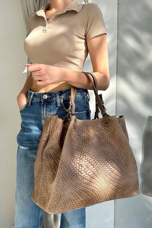 Italian Woven Leather Handbag JIJOU CAPRI