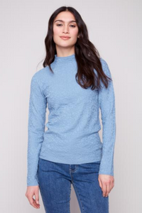 Textured Mock Neck Oxford Sweater