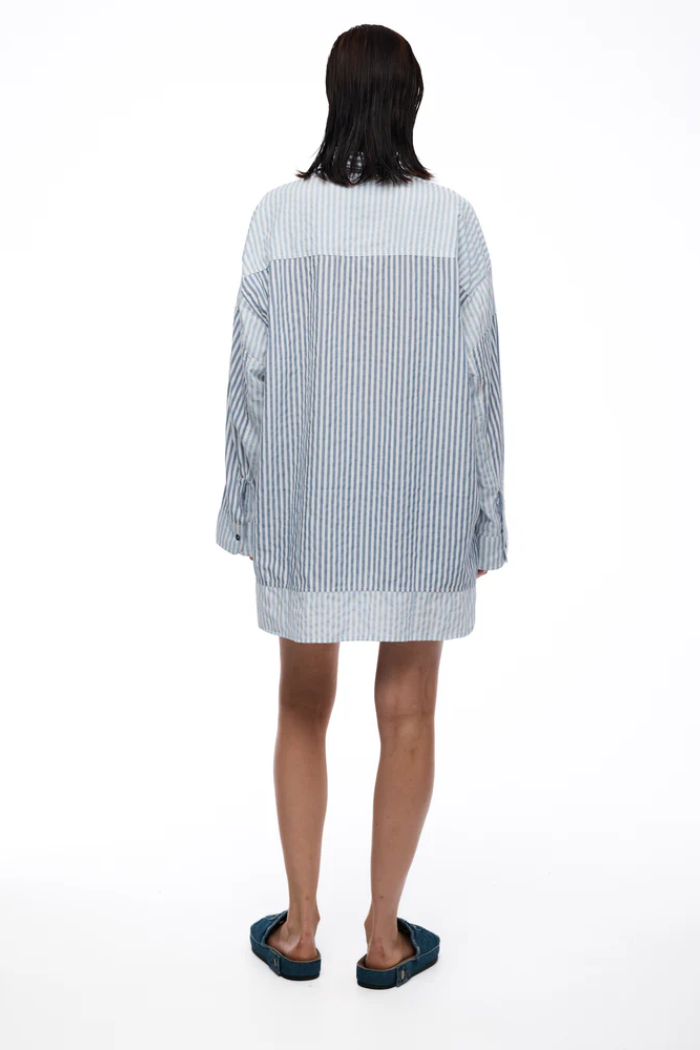 Patchwork Stripe Oversized Shirt