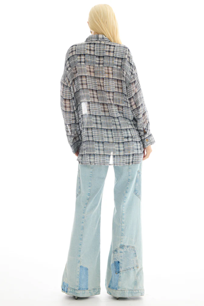 Mono Frayed Patchwork Check Shirt
