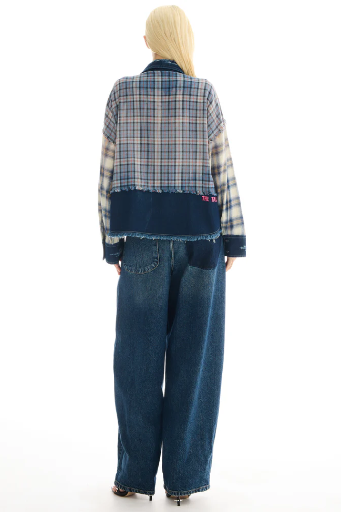 Mixed Flannel And Denim Shirt