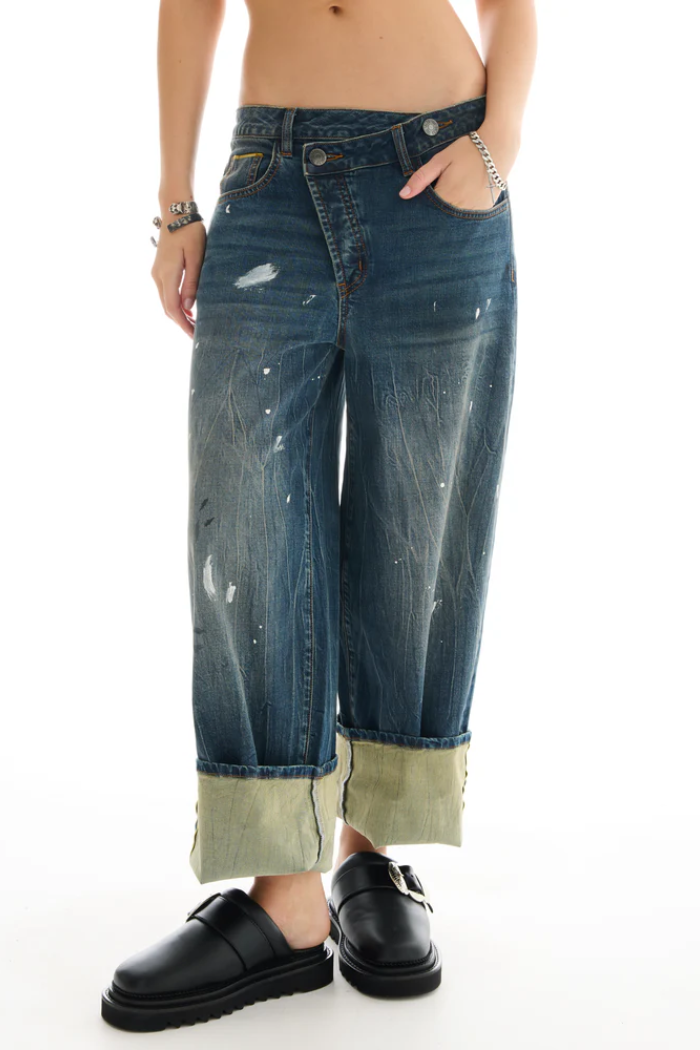Selvedge Denim Cross Over Slouch Jeans