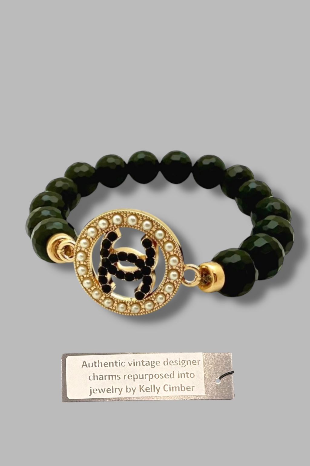 Vintage Reworked CC Black CZ Onyx Bracelet