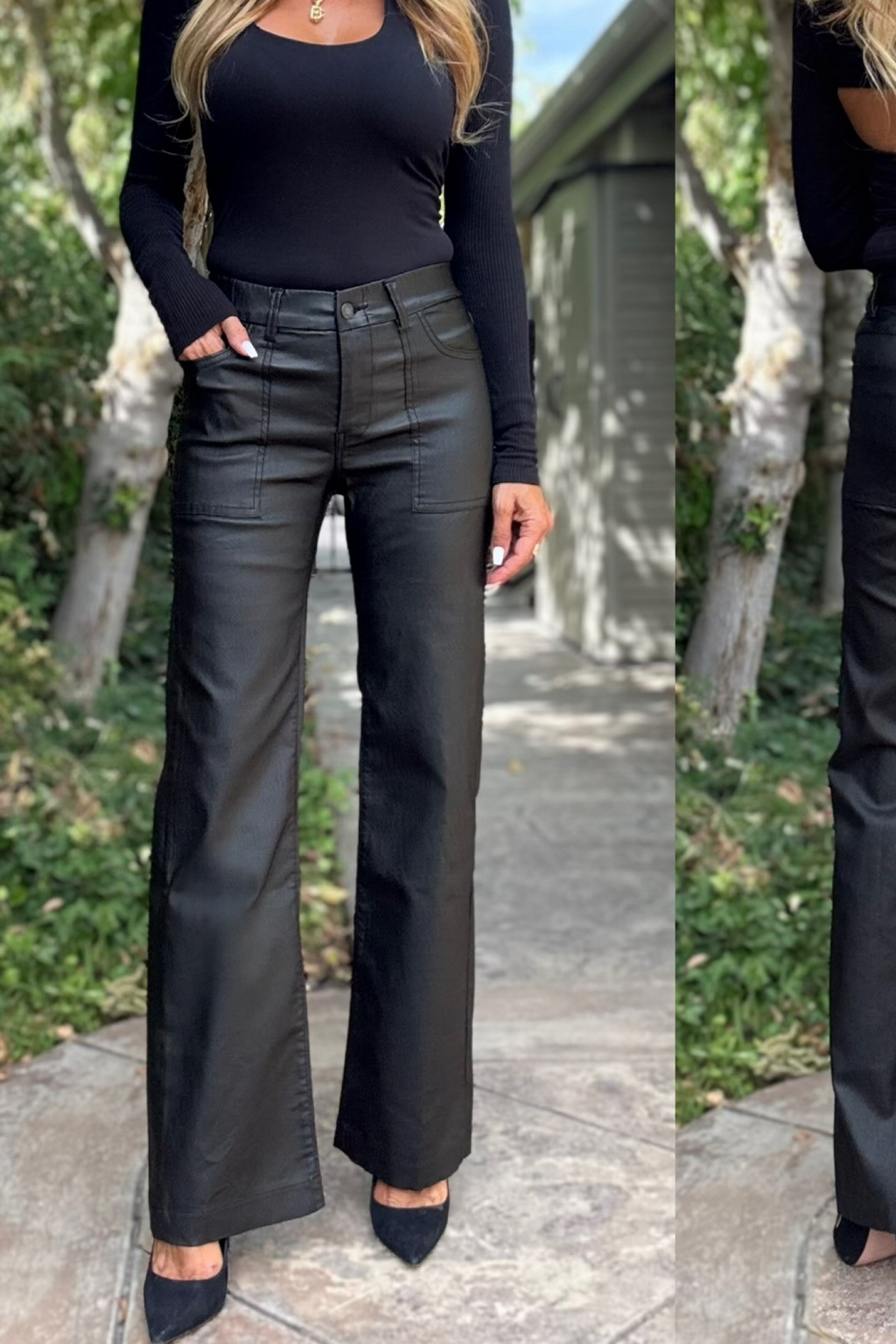 Bevy Flog Romi Flare Leg Pants | Black Vegan