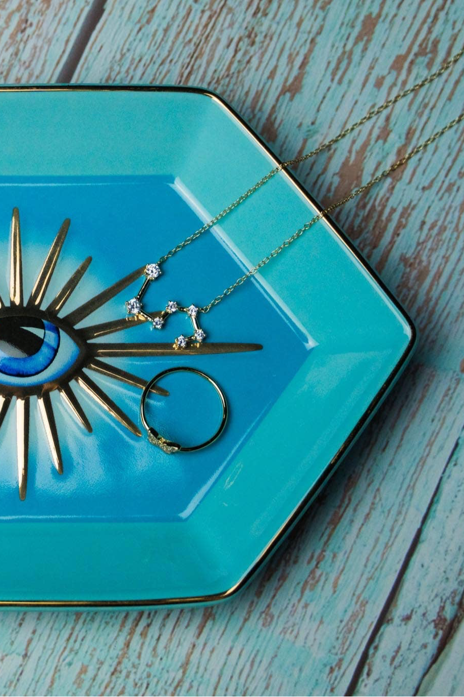 Evil Eye Ring/Trinket Dish Aqua