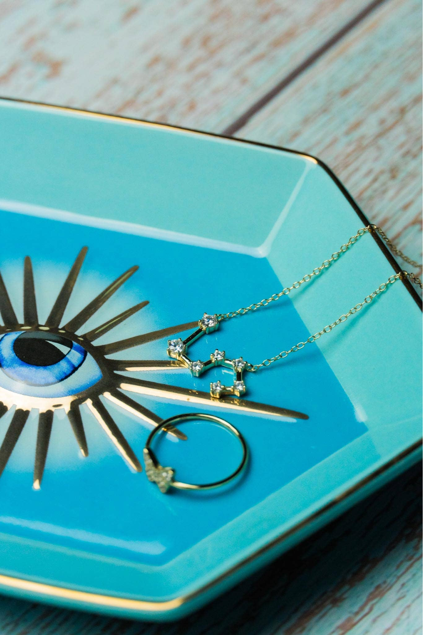 Evil Eye Ring/Trinket Dish Aqua