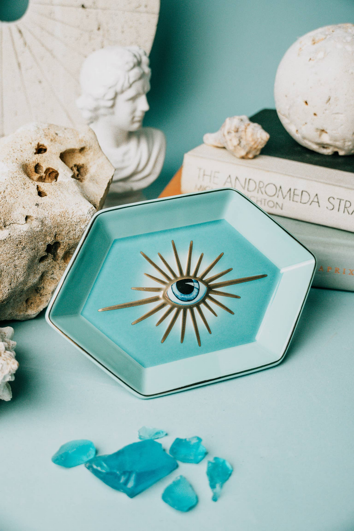 Evil Eye Ring/Trinket Dish Aqua