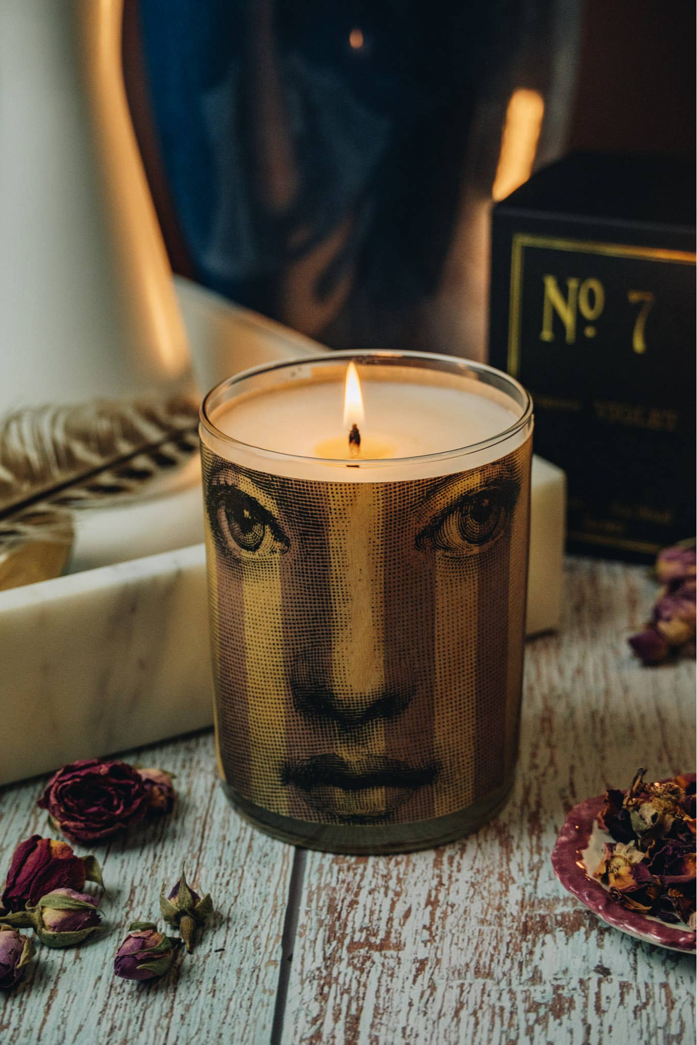 No. 7 Violet Wood Wrapped Candle
