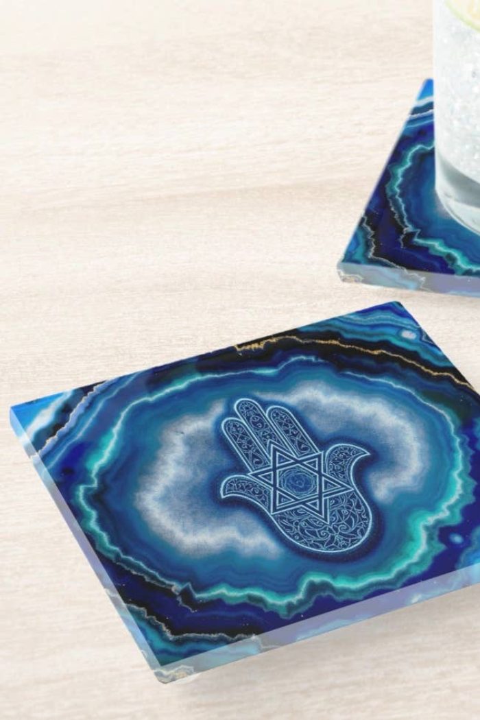 Hamsa Star of David Coaster Set of 4