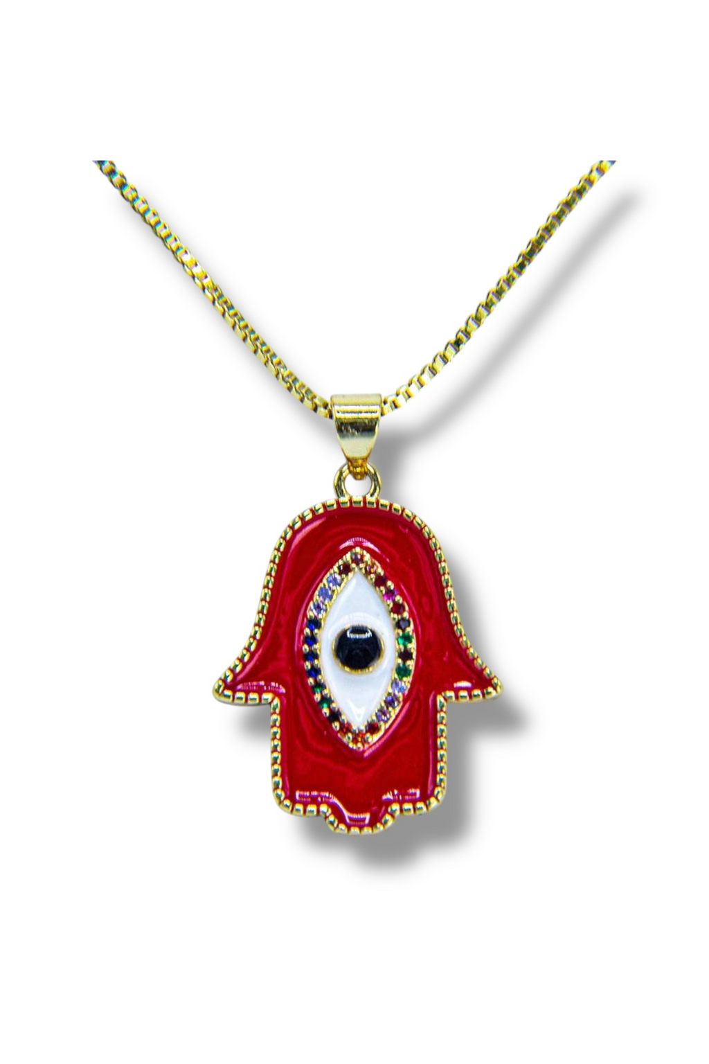 Colorful Evil Eye Hamsa Necklace