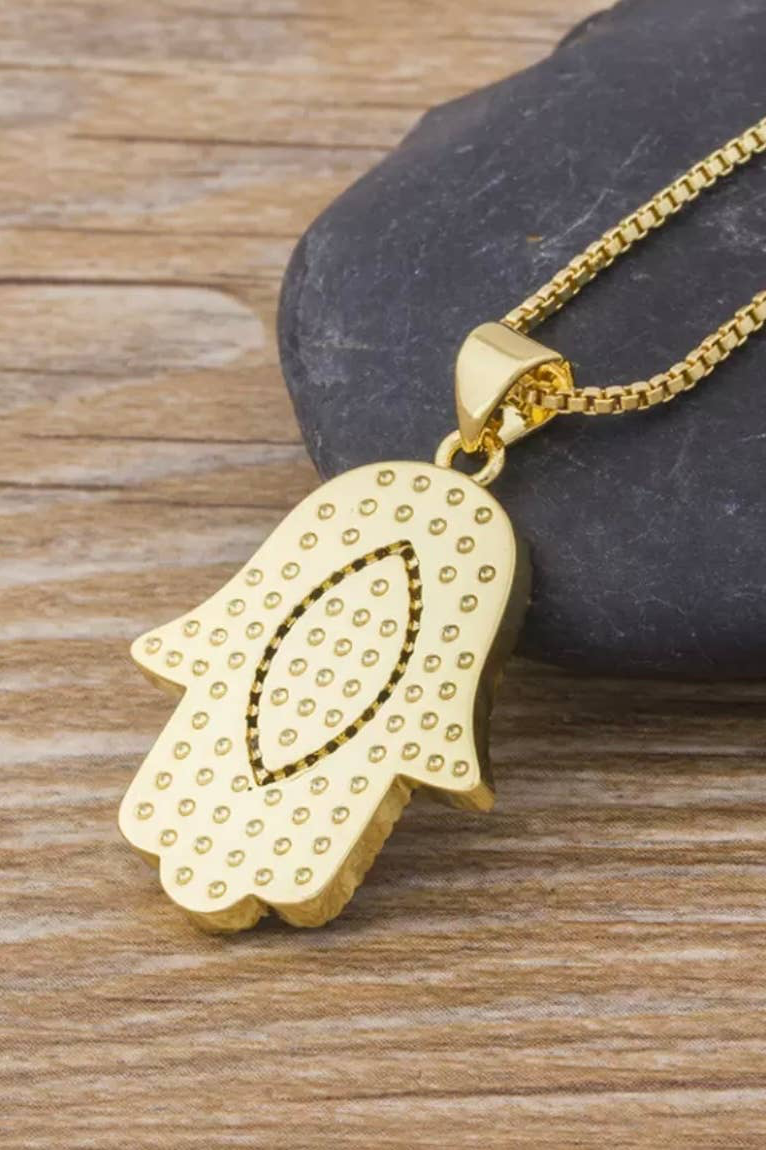 Colorful Evil Eye Hamsa Necklace