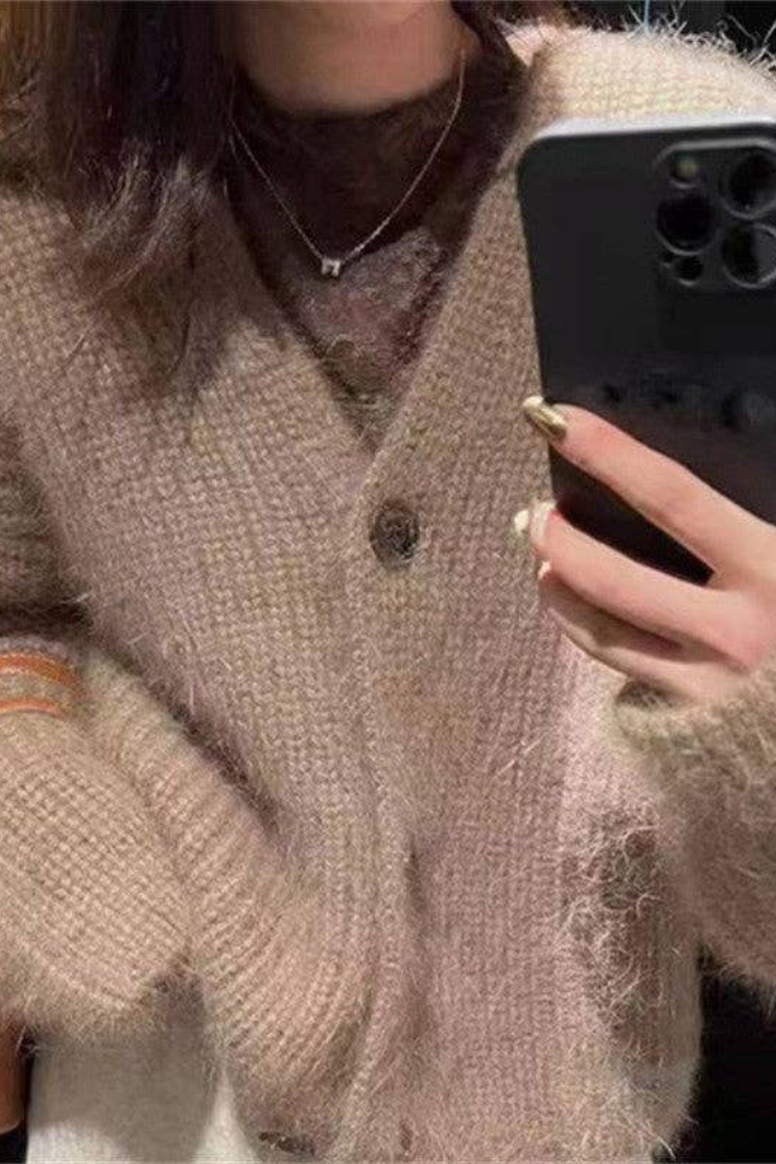 Loose Fit Fuzzy Cardigan
