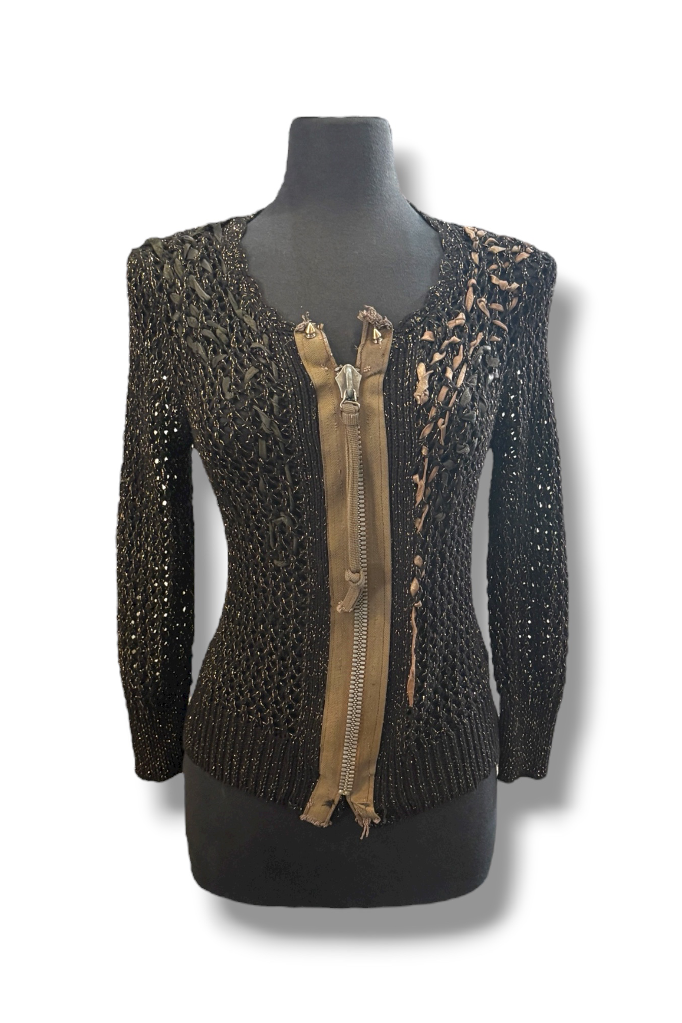 Custom Braided Zip-Up Cardigan