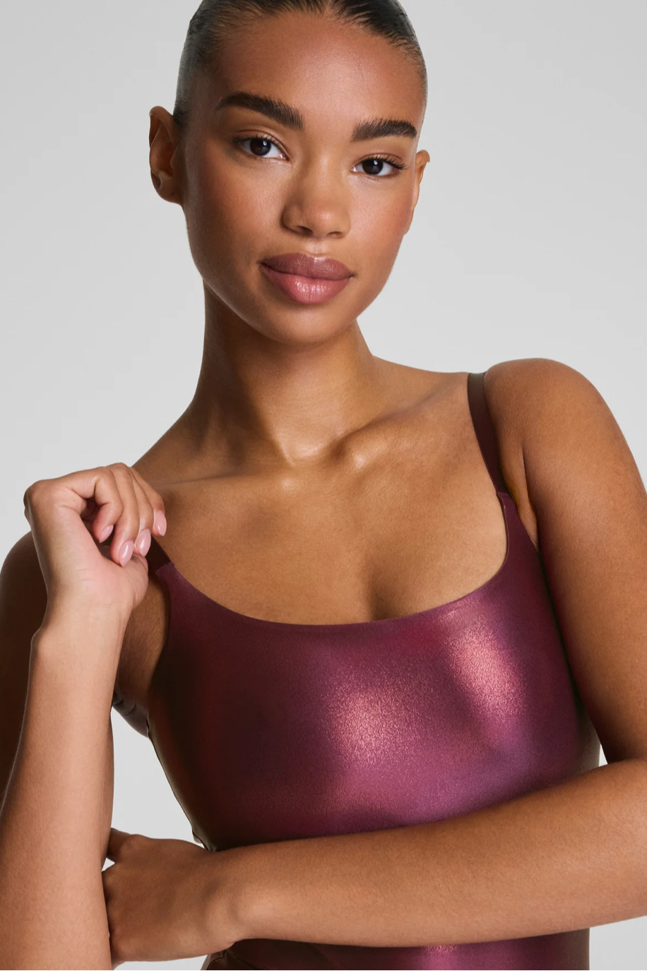 SPANXshape™ LuxeShine Scoop Neck Cami Thong Bodysuit