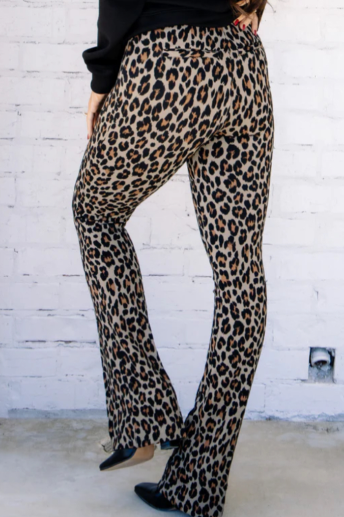 Spanx Ponte Jacquard Brown Leopard Small Flares