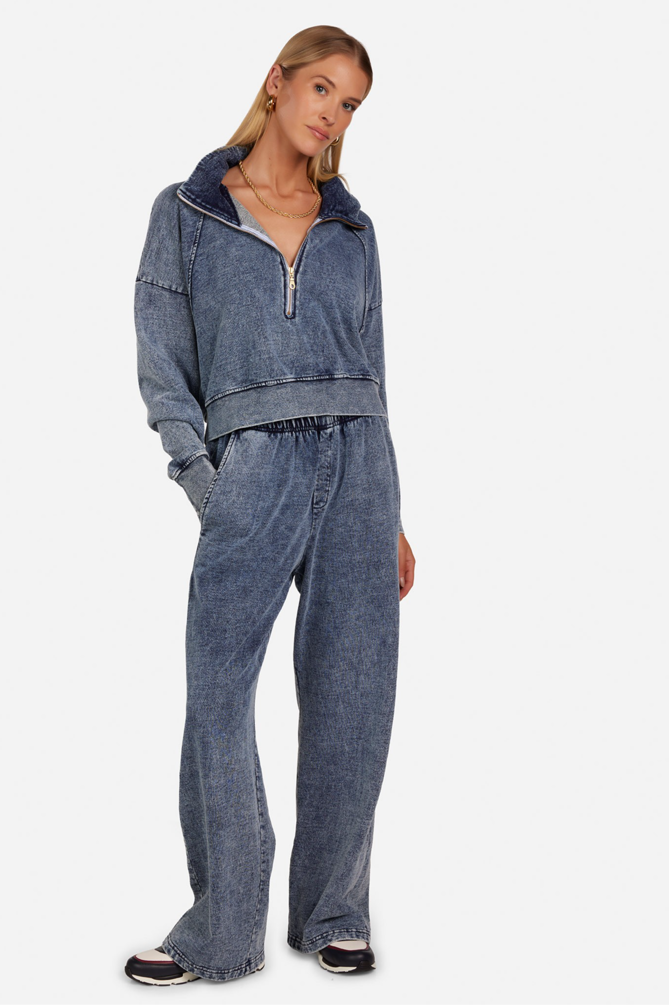 Michael Lauren Maui Fly Front Wide Leg Pants