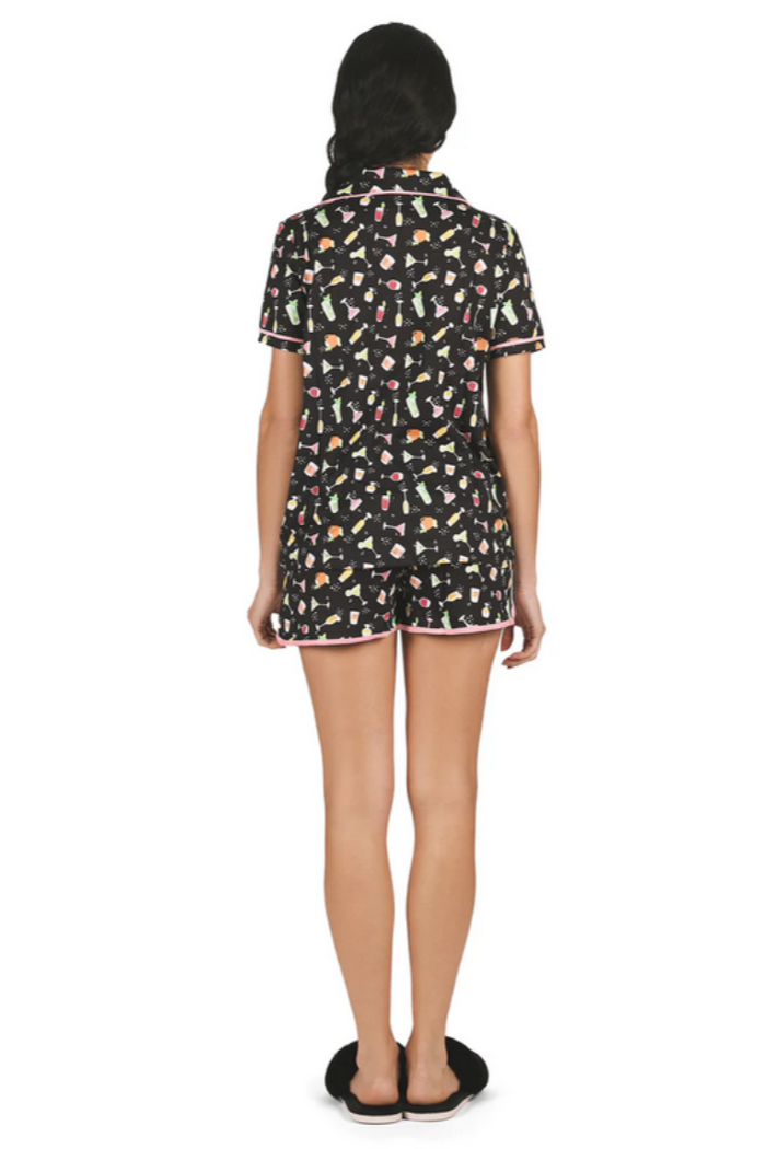 Women's Cocktail Notch Collar Cotton Blend Pajama Set