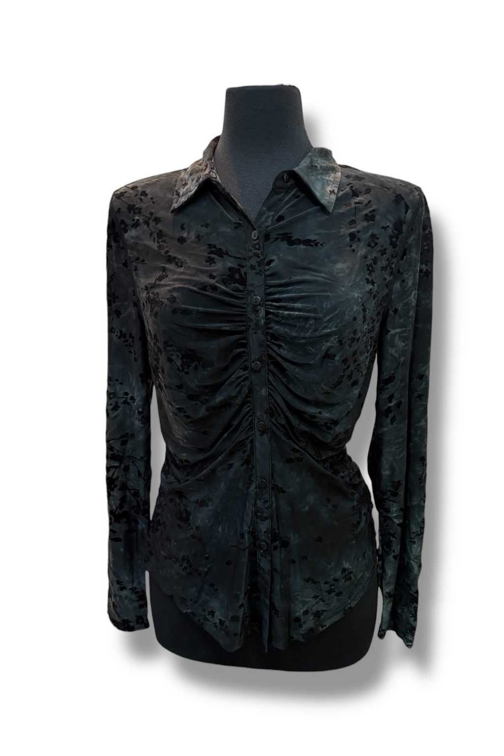 Velvet Flocked Ruched Blouse