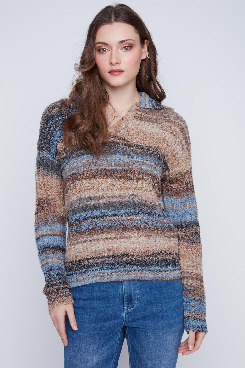 Fuzzy V Neck Collar Hoodie