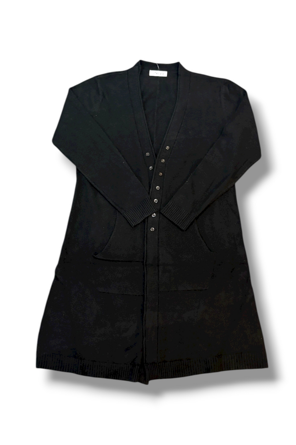 Long Black Duster Button Up Cardigan