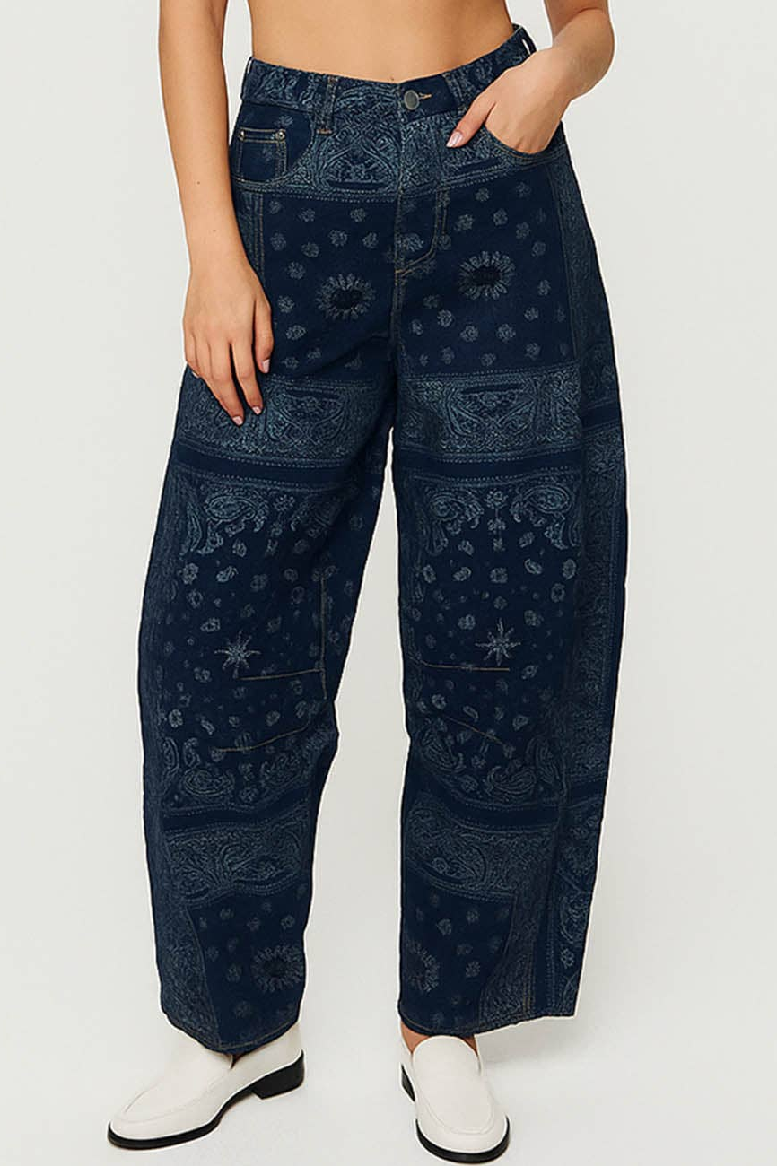 Barrel Bandana Print Jeans