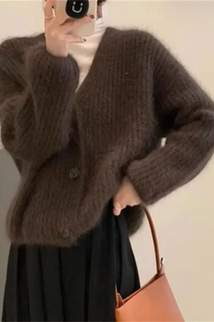 Loose Fit Fuzzy Cardigan