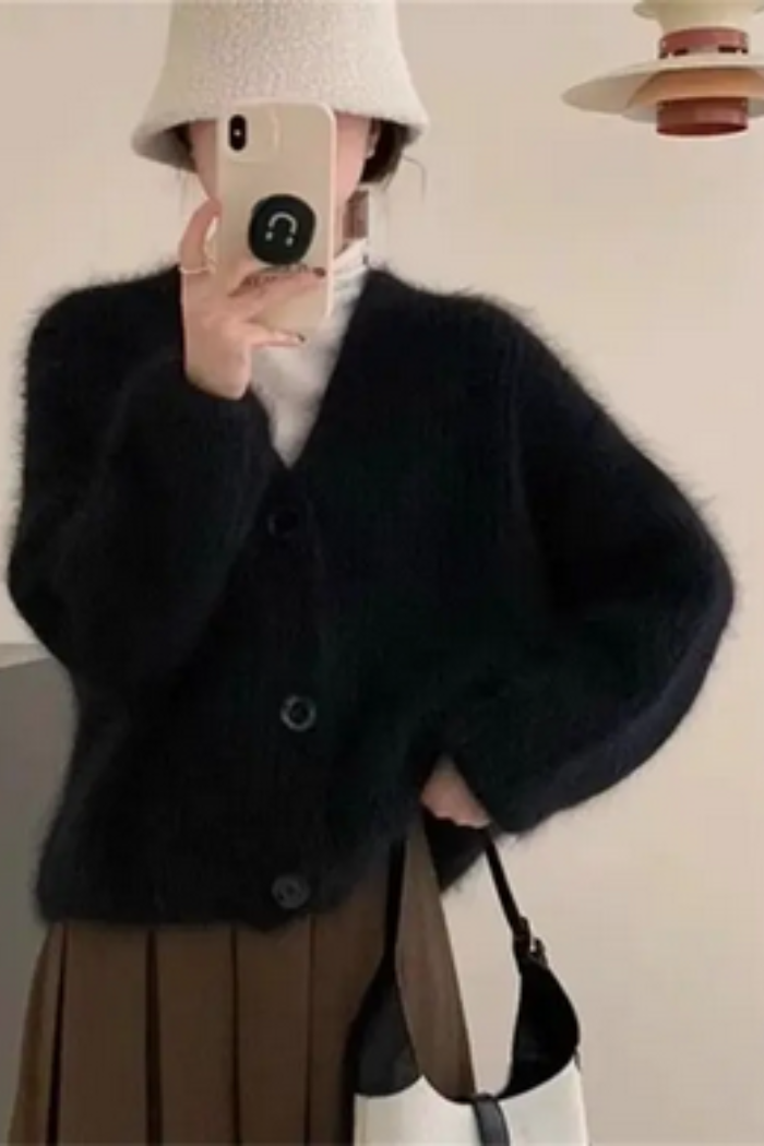 Loose Fit Fuzzy Cardigan