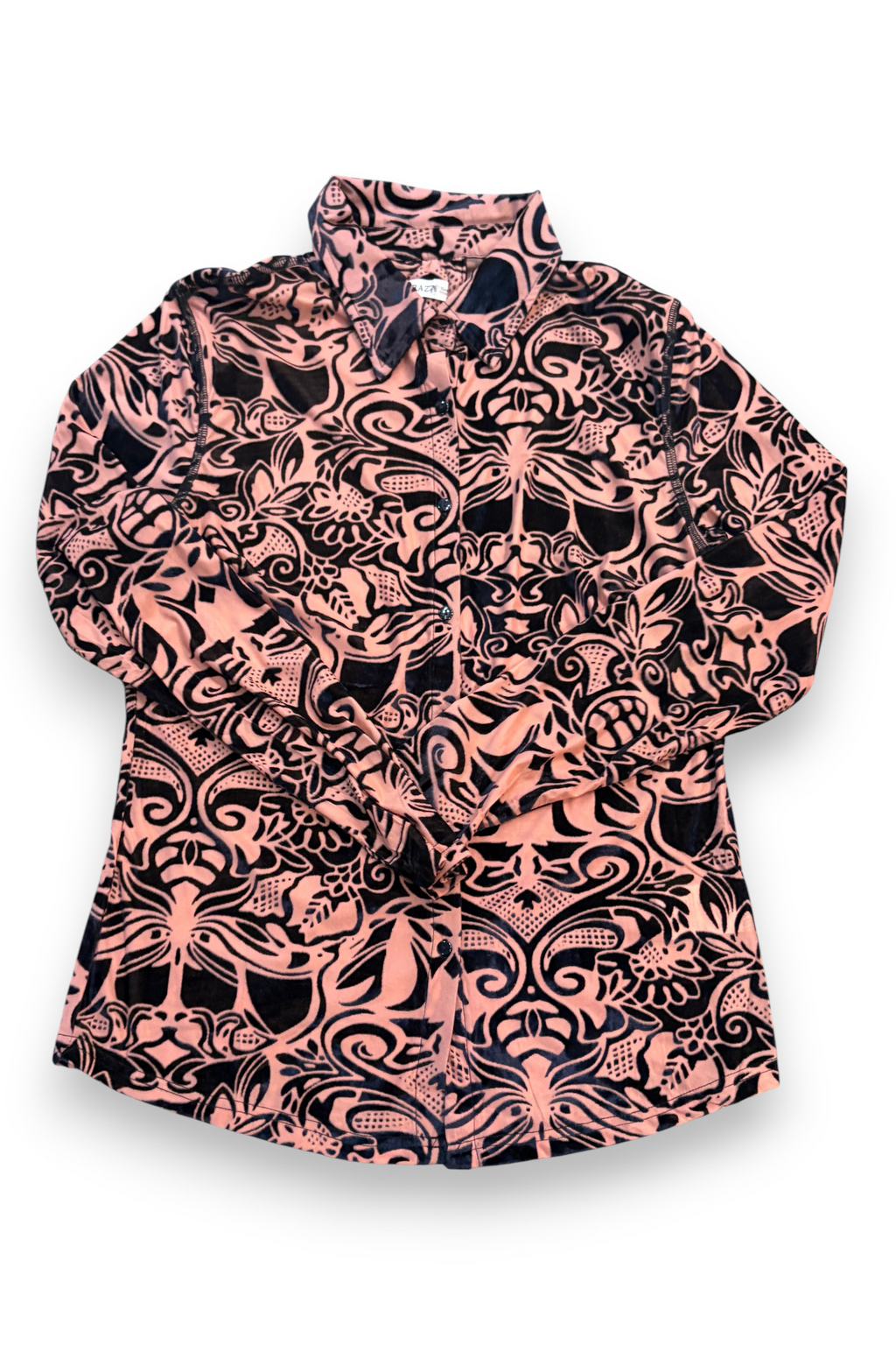 Burnout Velvet Knit Button Up Blouse