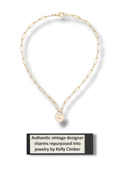 Vintage Reworked Gold & White Dior Heart Chain Necklace – Gisele