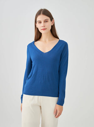 Cashmere silk V-neck sweater