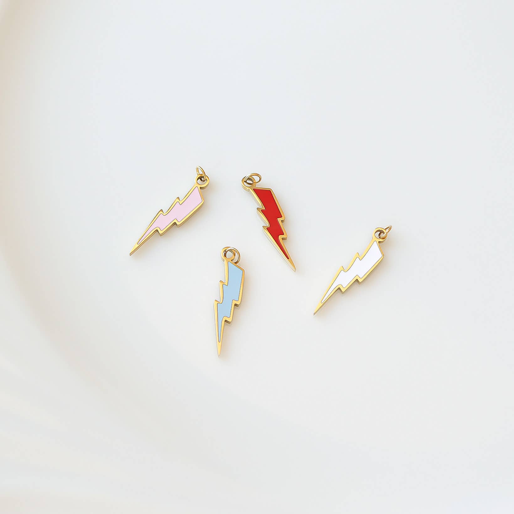 18K Gold PVD Stainless Steel Epoxy Lightning Bolt Charm