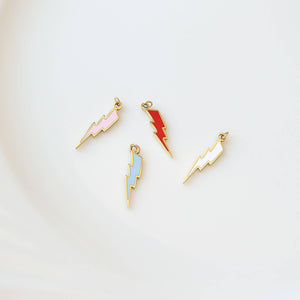 18K Gold PVD Stainless Steel Epoxy Lightning Bolt Charm