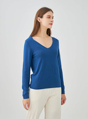 Cashmere silk V-neck sweater