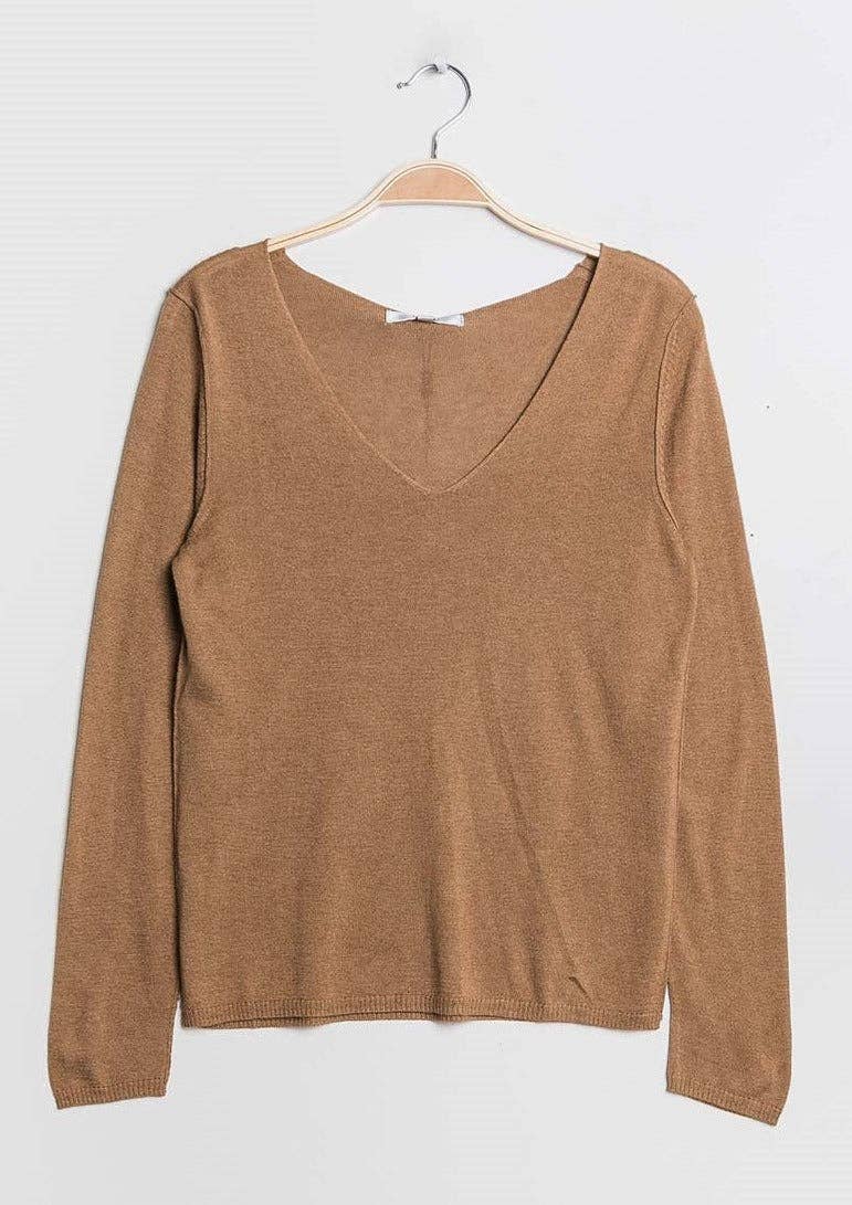 Cashmere silk V-neck sweater