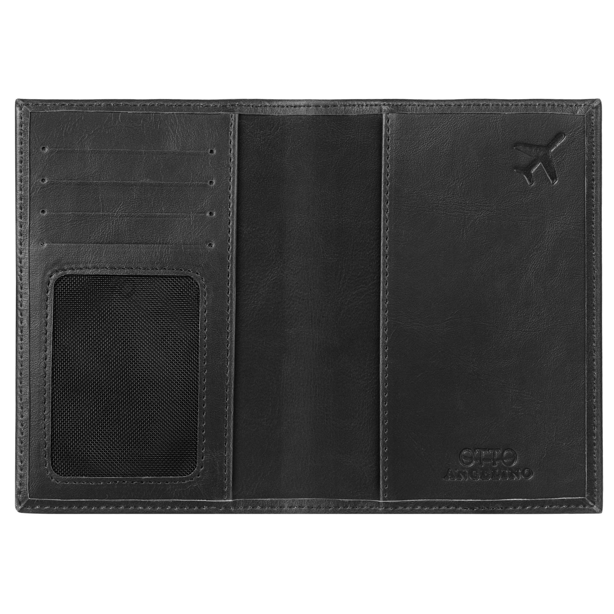 Otto Angelino Slim Passport Wallet with RFID Blocking, Leath