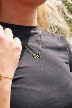 18K Gold PVD Stainless Steel Angel Number Necklace