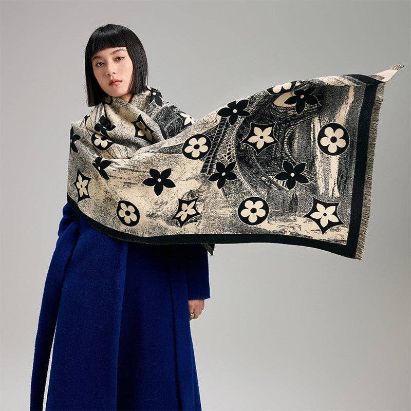 Cashmere-Like Horse Print Warm Scarf
