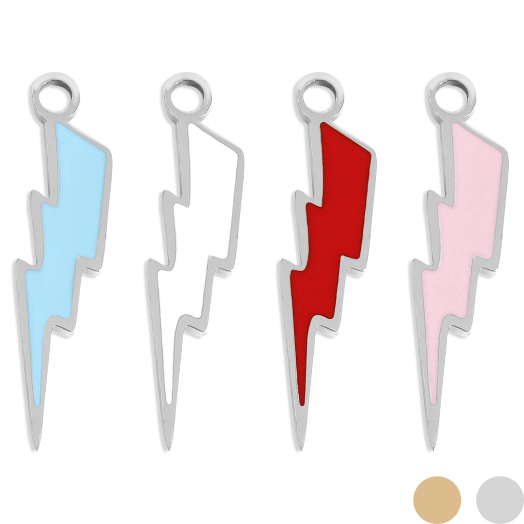 18K Gold PVD Stainless Steel Epoxy Lightning Bolt Charm