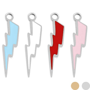 18K Gold PVD Stainless Steel Epoxy Lightning Bolt Charm