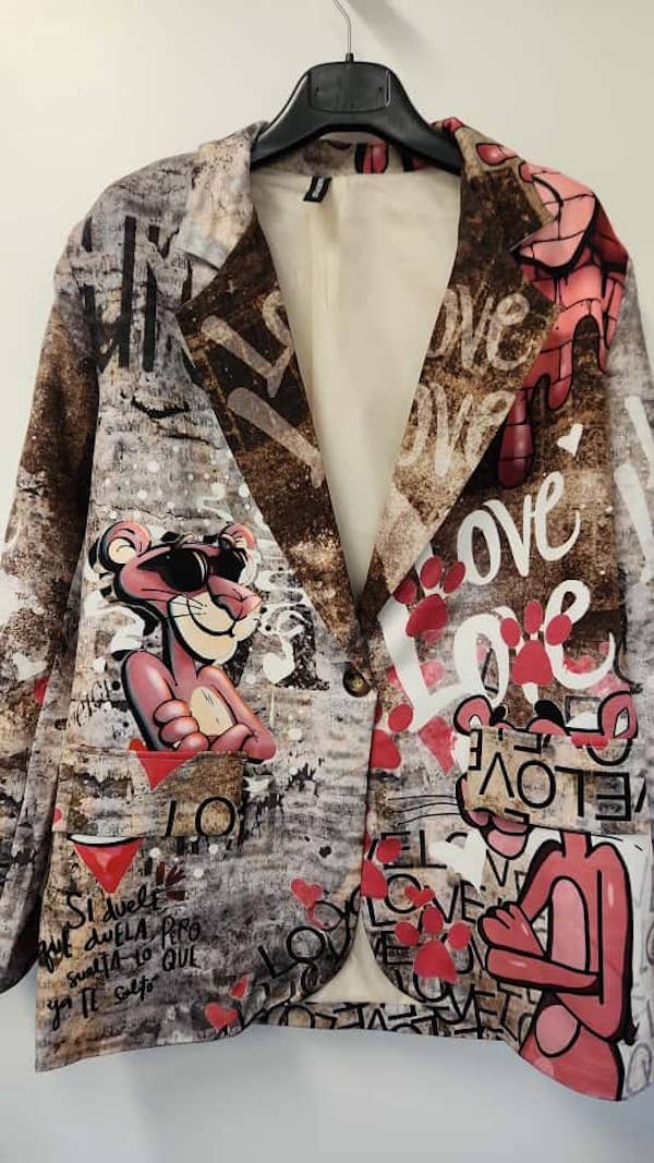 BLPP One Size Graffiti Love Street-Art Print Blazer LOOWIE