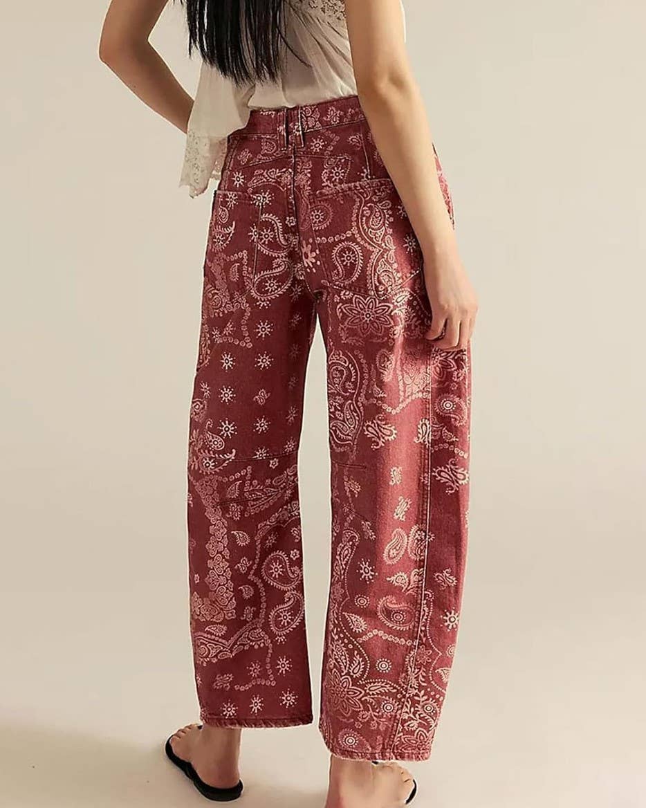 Y2k Western Vintage Paisley Printed Jeans