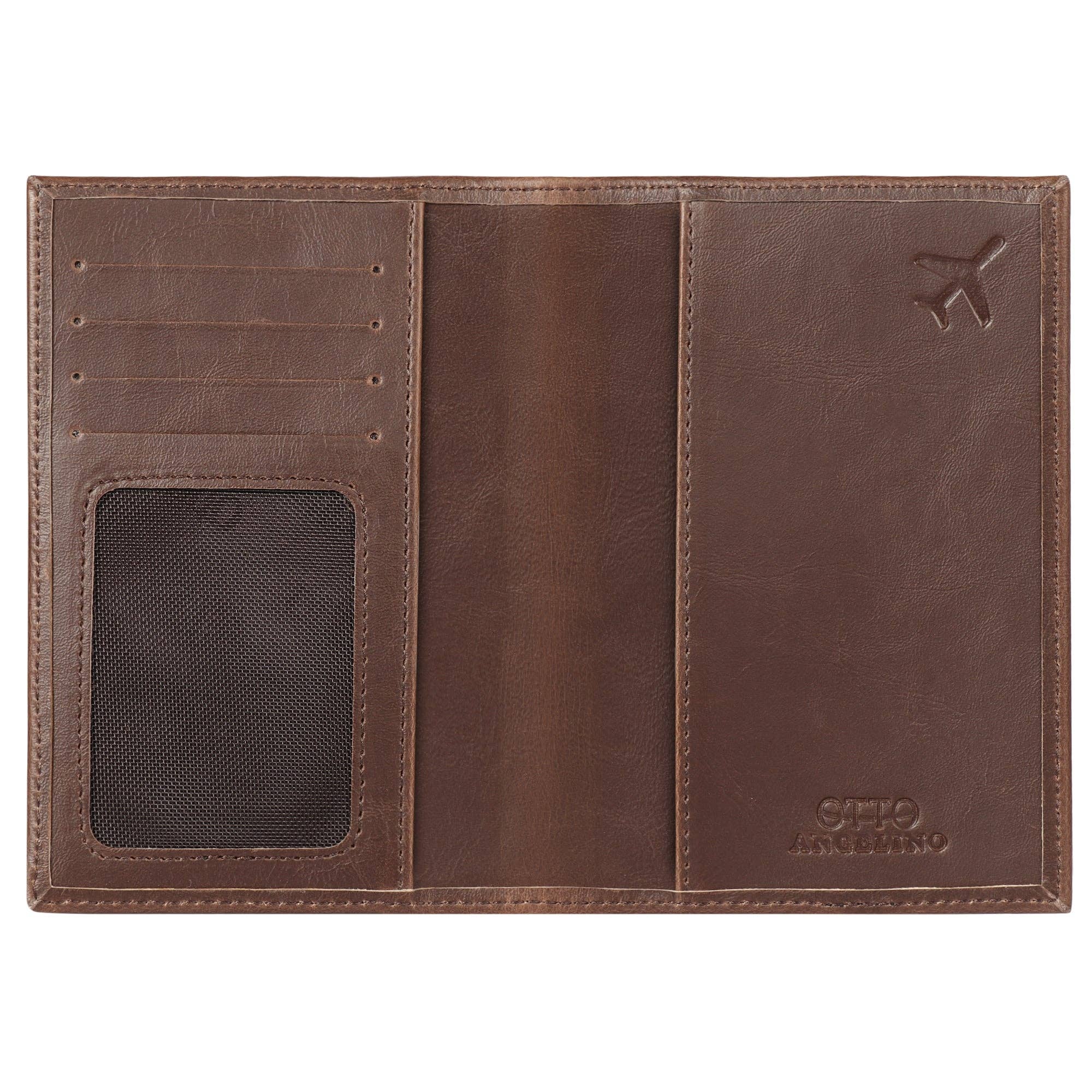 Otto Angelino Slim Passport Wallet with RFID Blocking, Leath
