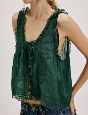Ladies V-Neck String Tie Lace Cami Top
