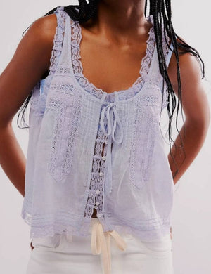 Ladies V-Neck String Tie Lace Cami Top